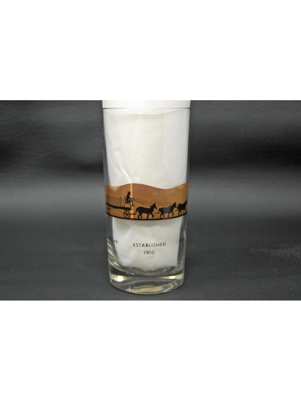Standard American Oil Company Amoco Drinking Glass Horse Wagon Derrick Vintage